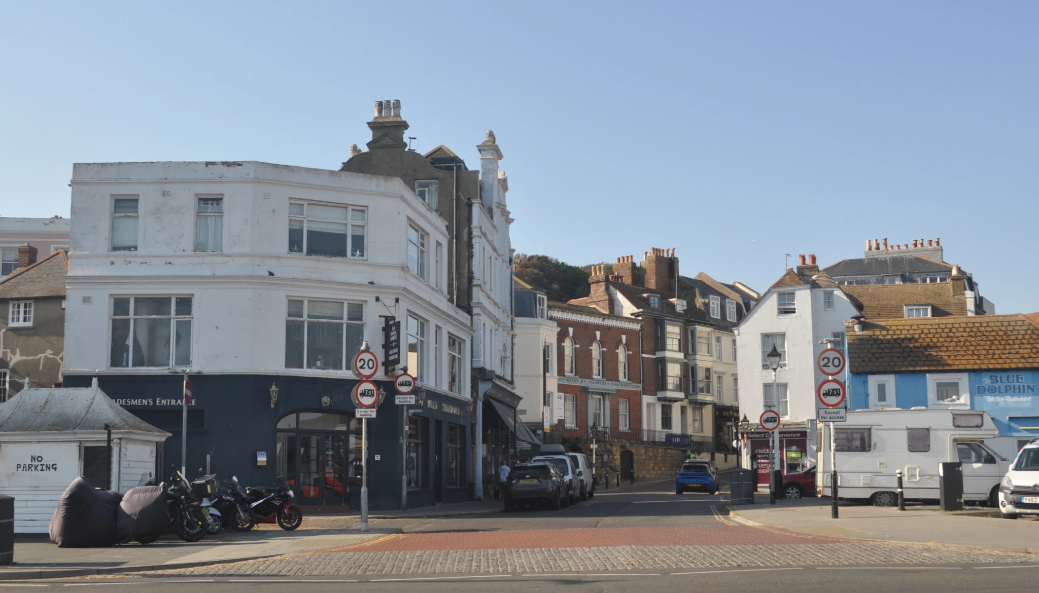 Hastings Old Town High Street in Hastings, East Sussex
