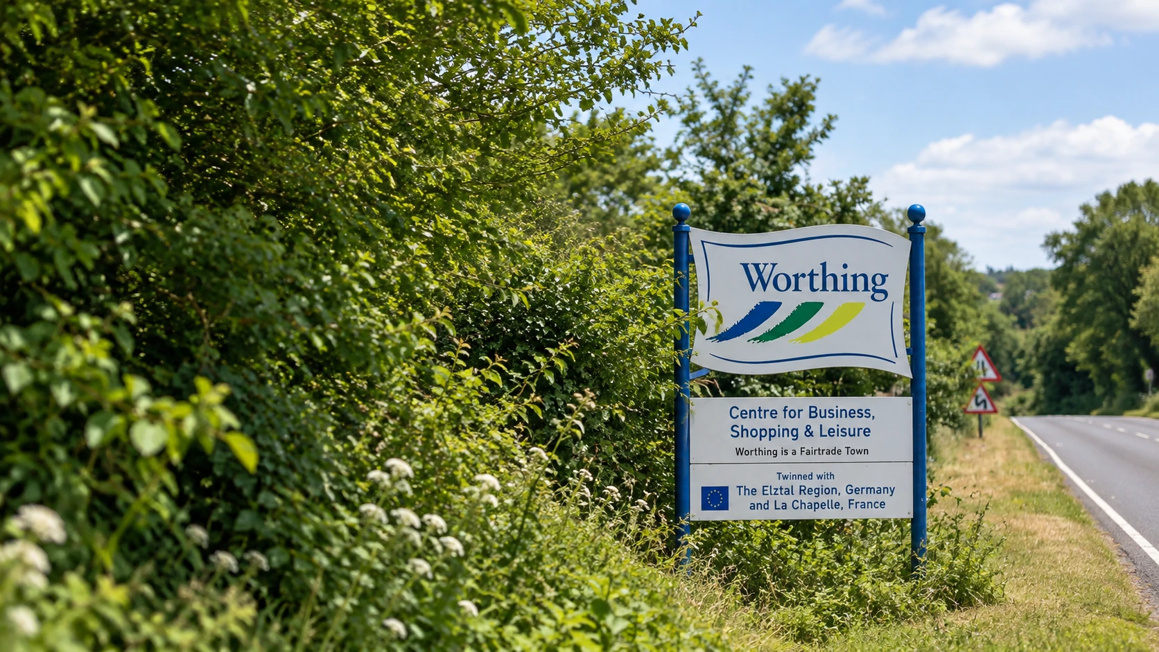Worthing town sign on Titnore Lane, Worthing, West Sussex
